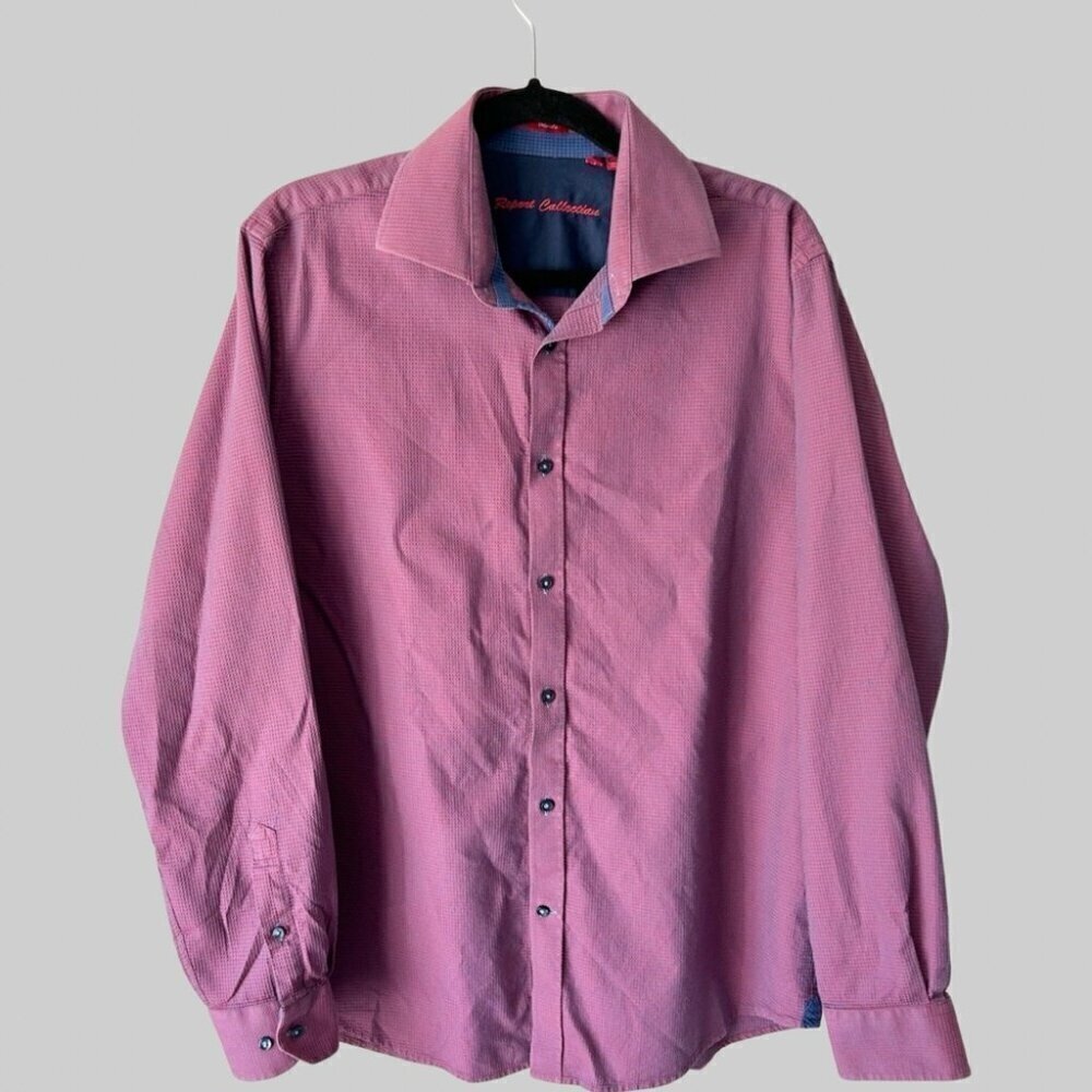 Report Collection Purple Waffle Pattern Pattern Button Down Shirt